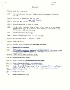 Itinerary for days spent in Honduras, Costa Rica &amp; Nicaragua