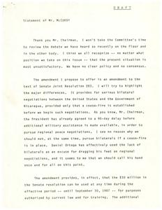 Draft of Mr. McCurdy&#39;s Statement thanking Mr. Chairman &amp; proposing an amendment to the text of Senate Joint Resolution 283