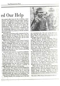 Copy of a newspaper article from the Washington Post titled "The Contras Need Our Help" regarding the appendage of Soviet Empire