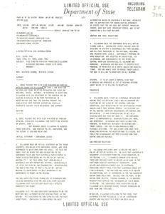 Incoming Telegram titled "Limited Official Use Department of State"