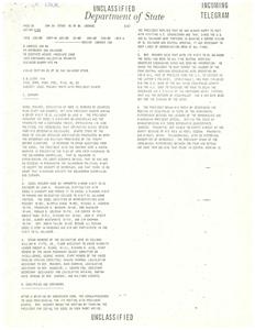 Incoming Telegram titled "Unclassified Department of State"