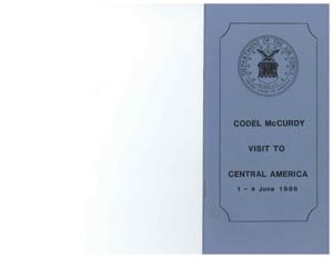 Brochure titled "Code McCurdy Visit To Central America 1-4 June, 1986"