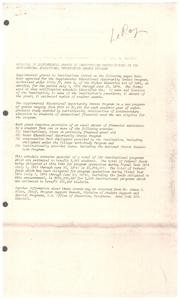 ["The text discusses the approval of supplemental grants to institutions participating in the Supplemental Educational Opportunity Grants Program, authorized under the Higher Education Act of 1965. The grants range from $200 to $1,500 for undergraduate students with exceptional financial need. The schedule lists approved institutions, grant amounts, estimated student awards, and sources of financial assistance. A total of 193 institutional programs benefiting 2,422 students have been approved. Contact information for further inquiries is provided."]