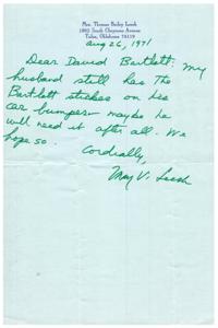 Mrs. Leech&#39;s Letter to a Friend about her Husbands Political Preferences, 1971-08-26
