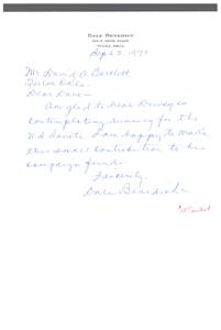 Letter from Dale Benedict Supporting Dewey&#39;s Senate Run, 1973-01-01 - 1974-12-31