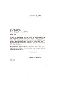 Apology for Fundraising Miscommunication: A Correspondence Between David A. Bartlett and Jim McNeese, 1971-12-06 - 1971-12-16