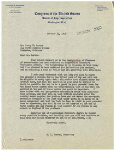 Immigration Laws for Fiancees of Exservicemen: A Response from Congressman Schwabe, 1946-10-21