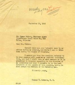 Correspondence between George B. Schwabe and Various Constituents Regarding Controversial Legislation in 1945-1946, 1945-09-17