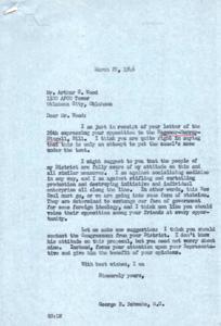 Correspondence between George B. Schwabe and Arthur C. Wood on Opposition to the Wagoner-Murray-Dingell Bill, 1945-01-01 - 1945-12-31