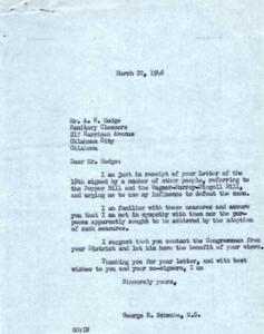 Correspondence Regarding Opposition to the Pepper Bill and the Wagner-Murray-Dingell Bill, 1946-03-22