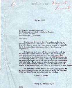 Correspondence Regarding Pending Social Security Legislation between George Schwabe and Paul H. Andres, 1946, 1946-05-07