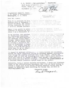 Letter from Ms. Ora E. Propst to Congressman James R. Jones, September 27, 1976