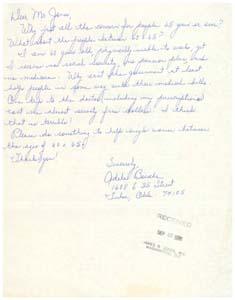 Letter from Ms. Adele Boesche to Congressman James R. Jones, September 22, 1976