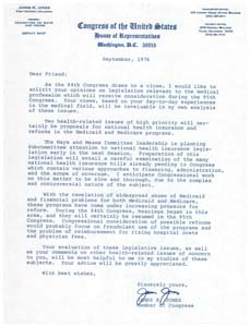 Rough Drafts of letter sent to doctors by Congressman James R. Jones, September 1976