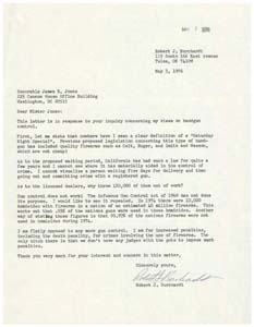 Letter from Mr. Robert J. Burchardt to Congressman James R. Jones regarding gun control, May 3, 1976