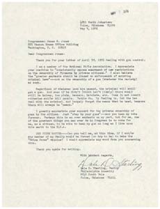 Letter from Mr. Dale D. Starling to Congressman James R. Jones regarding gun control, May 3, 1976