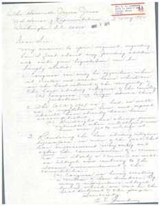 Letter from Mr. O. E. Shamburg to Congressman James R. Jones regarding gun control, May 3, 1976 