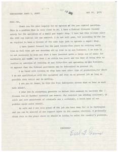 Letter from Mr. Earl Q. Goins to Congressman James R. Jones regarding gun control, May 10, 1976