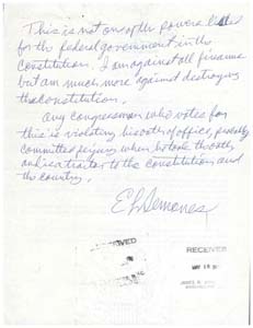 Letter from Mr. E. L. Semones to Congressman James R. Jones regarding gun control, May 18, 1976
