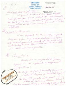 Letter from Mr. Cecil O. Benson to Congressman James R. Jones regarding education-related legislative issues, September 18, 1976
