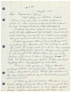 Letter from Ms. Anice E. Myers to Congressman James R. Jones regarding legislative issues, May 3, 1976