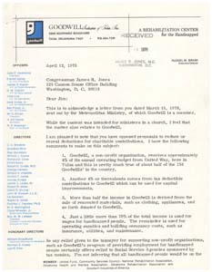 Letter from Mr. Russel M. Brami to Congressman James R. Jones regarding potential changes to tax laws, April 12, 1976