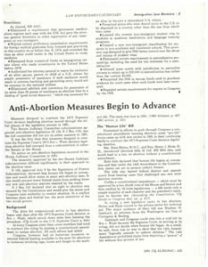 Pages from the 1981 CQ Almanac regarding anti-abortion measures proposed and passed from the previous year