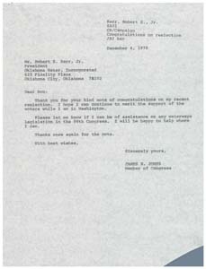 Letter from Mr. Robert S. Kerr, Jr., to Congressman James R. Jones, November 30, 1978 - December 4, 1978