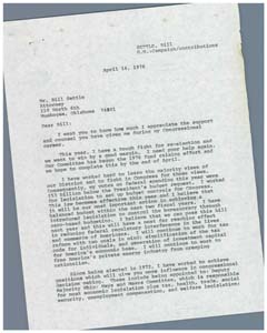 Correspondence from Congressman James R. Jones to Mr. Bill Settle Requesting a Campaign Contribution, 1976-04-14