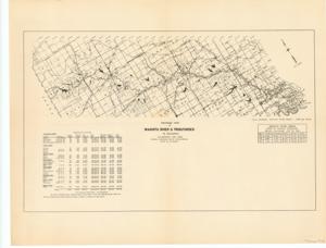 ["Chart by W.C. Burnham: This chart illustrates drainage from dams, rights-of-way for each county along the Washita River, and associated costs.  Dimensions: Not specified."]