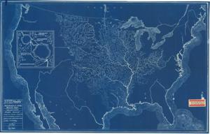 ["Blueprint/Hydrological Map by Steen: This blueprint illustrates the typical locations of upstream check-dams for erosion and flood control, but it does not depict the complete drainage area of all lakes and streams, as noted in the annotation. Dimensions: Not specified."]