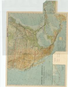 ["Create a concise and logical summary using the title Road map by National Geographic Society and the text: This map depicts travel routes by air and rail, featuring a handwritten legend and hand-drawn paths for Senator Thomas's journeys. Dimensions: not specified."]