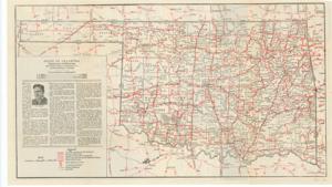["Create a concise and logical summary: This transportation map, produced by the State of Oklahoma Department of Highways, illustrates the condition and improvements of the state highway system and is separated from materials related to the 71st Congress and Oklahoma Politics, which include 2 maps. Dimensions: 5.3 x 4 inches (based on ID inference)."]