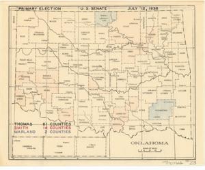 ["Electoral Map: This map provides a detailed county-by-county breakdown of votes for the Oklahoma Senate Seat. Dimensions: 8 x 10."]