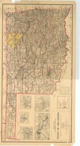 ["Coverage map by the Department of the Interior, General Land Office, featuring county boundaries, U.S. Land Offices, National Parks/Game Preserves, National Forests, Indian Reservations, Military Reservations, and smaller maps of larger townships and roads. Dimensions: 24 x 44"]