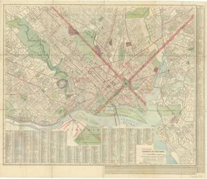 ["Transportation map by Foster and Reynolds Co., featuring the Scottish Rite Temple circled in blue. Dimensions: 22 x 25 1/2."]
