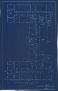 ["Blueprint by John Duncan Forsyth, Architect, featuring handwritten annotations: First floor plan, This is what we have, and This is what we are asking for.  Dimensions: 17 1/4 x 26 7/8"]