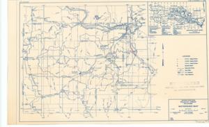 ["Hydrologic map produced by the War Department, U.S. Army Corps of Engineers, depicting Gaging Stations, Rainfall Stations, Watershed Divides, river miles, and Highways. Dimensions: 10 3/4 x 17 1/4."]