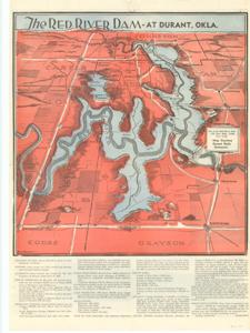 ["Tourist map by Durant Daily Democrat: This map, created by the Durant Daily Democrat, illustrates the dam under construction in a clear and informative manner.  Dimensions: Not specified."]