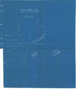 ["Maps of Maud, Oklahoma: This set of two blueprints depicts land, streets, water, and sewer lines for specific town sections, with one map featuring a glued photograph of a grade school. Dimensions: 22 x 17."]