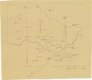 ["The Proposed Konawa Soil Conservation District - South Canadian Watershed map is hand drawn, with dimensions of 14 1/2 x 12 3/4."]