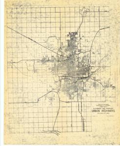 ["The document is a project indicating authorized and Proposed Urban Highways, Oklahoma City Area. Plan (map); 22 15/16 x 18 1/4 inches."]