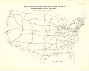 ["The document represents a map official route numbering as adopted by the American Association of State Highway Officials. Road map (national); 23 x 29 inches; Stamped (top, right corner; red): American Association of State Highway Officials 917 National Press Building Washington 4, D. C."]