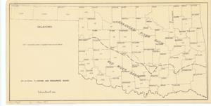 ["The document represents a map  of Oklahoma indicating by county the number of acres irrigated from ground water. Also indicated on the map are the areas of the Arkansas River Basin and the Red River Basin. Map; 10 7/8 x 21 1/2 inches."]