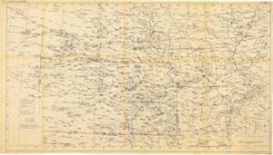 ["The document represents a map item is a weather map of precipitation from a July 9-13, 1951 storm in the southern portion of the Missouri River Basin. This map indicates and plots the connecting areas of equal rainfall with lines. Weather map (diazotype, blackline print); 28 x 49 7/8 inches; Inscribed (bottom, right corner; pencil): Attachment 4; Inscribed (verso top, center; pencil): #102a; Shading (green, pencil; crosshatch) in portion of sections 7f, 8f, 9g, 10g, top right corner of 9h; Annotations (red, pencil; underlined) for Diamond Springs and Iola, Kansas and Miami, Oklahoma."]