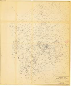 ["The document represents a map item is a weather map of precipitation from a May 13-19, 1951 storm, which occurred predominantly in the Texas panhandle and western half of Oklahoma. This map indicates and plots the connecting areas of equal rainfall with lines. Numbers 1 through 5 are inscribed and circled on the map in red pencil as is the key. Key identifies each number as a creek: (1) Mill Creek, (2) East Creek, (3) Cloud Creek, (4) Barnite Creek, (5) Sandstone Creek. Weather map (diazotype, blackline print); 41 7/8 x 34 3/4 inches; Inscribed (bottom, right corner; pencil): Attachment 2; Inscribed (numbers, creeks; red, pencil); Shading (green, pencil; crosshatch) in five small areas near noted creeks; Annotations (red, pencil; underlined) for Roff, Paoli, Cloud Chief, Anthon, and Cheyenne, Oklahoma."]