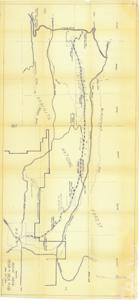 ["The document represents a map item is a sketch map by JAH of a scenic drive route through Ouachita National Forest from Mena, Arkansas to Oklahoma. Sketch map (diazotype, blueline print); 31 1/2 x 67 1/2 inches."]