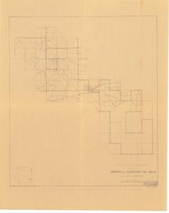 ["The document is a map indicating Rural Delivery Routes No. 1 and 2, Boswell, Choctaw County, Oklahoma Historical map (diazotype, blackline print); 19 7/8 x 15 15/16 inches."]