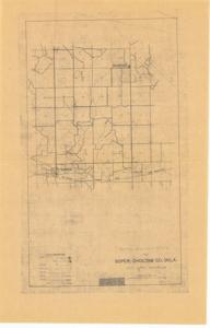 ["The document is a map indicating Rural Delivery Route No. 1, Soper, Choctaw County, Oklahoma Historical map (diazotype, blackline print); 11 x 17 inches."]
