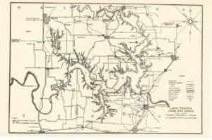 ["The document represents a map item is an index map for lots of home site areas along the coast of Lake Texoma including the Caney Creek, Mill Creek, and Sand Point Areas. Index map; 11 x 16 7/8 inches."]